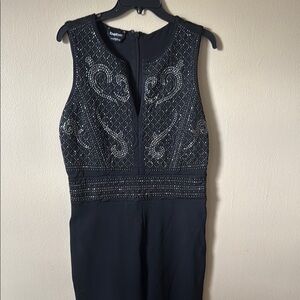 Bebe Black Sleeveless Jumpsuit with Embellished Details